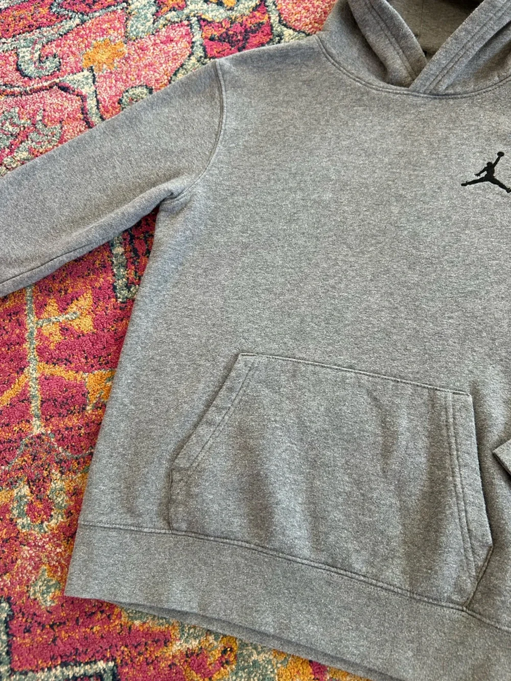 Nike | Youth Jordan Heather Grey Pullover Hoodie Black Jordan Logo Sz XL(13-15)